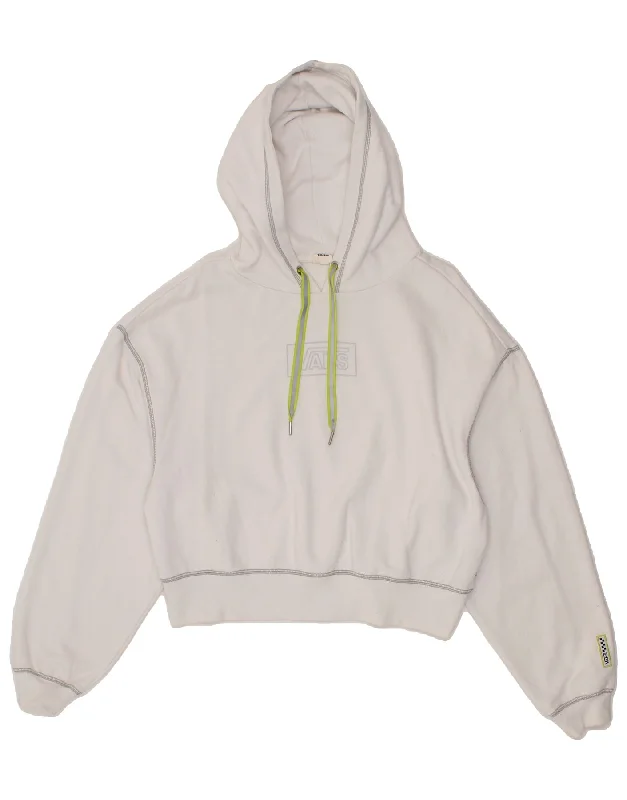 Deal Explosion VANS Womens Graphic Crop Hoodie Jumper UK 16 Large White Cotton