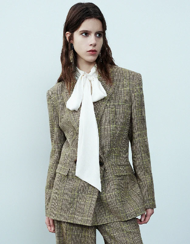 Loyalty Reward Peak Lapel Plaid Blazer