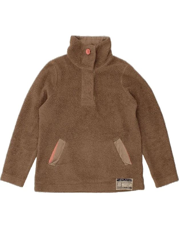 Exclusive Offers JOULES Womens Button Neck Fleece Jumper UK 10 Small Beige Polyester