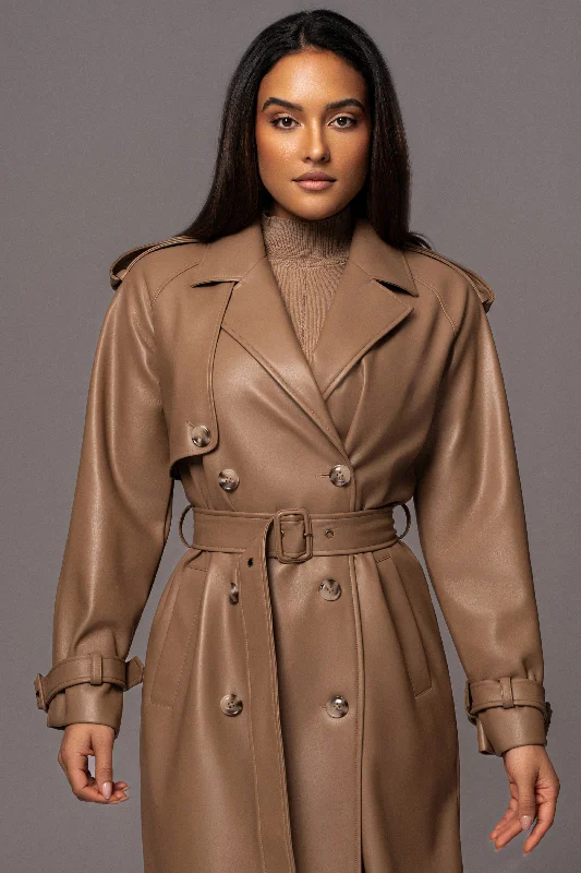 Shop and Save Tan Odin Faux Leather Coat