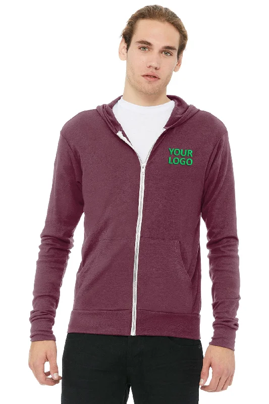 The Best Prices Bella Canvas Unisex Triblend Full-Zip Lightweight Hoodie, Maroon