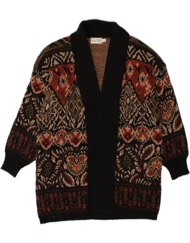 Best Deals VINTAGE Womens Longline Open Cardigan Sweater One Size Brown Fair Isle