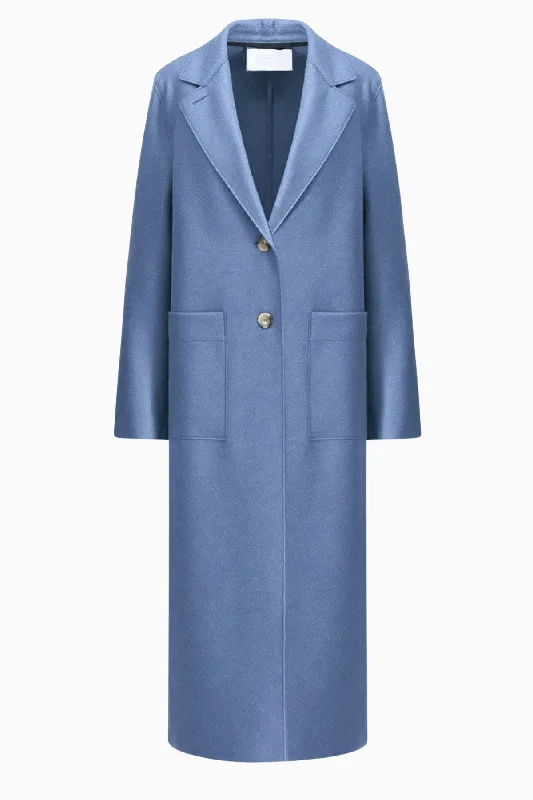 Mega Deal Harris Wharf Long Boxy Pressed Wool Coat - Denim Blue