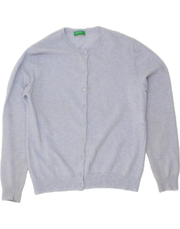Don't Wait BENETTON Womens Cardigan Sweater UK 16 Large Blue New Wool