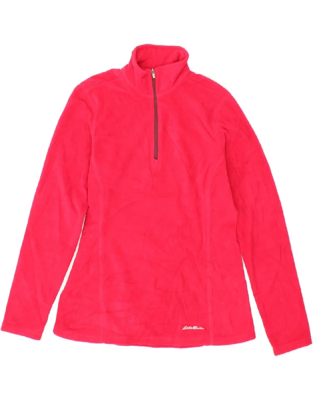 Limited Availability EDDIE BAUER Womens Zip Neck Fleece Jumper UK 6 XS Pink Polyester