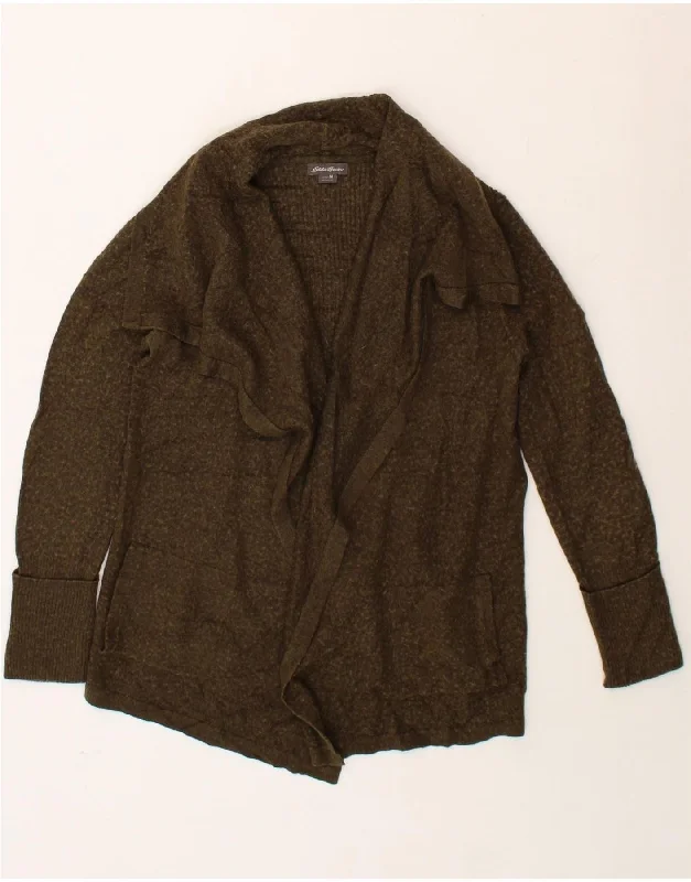 Flash Deals EDDIE BAUER Womens Open Cardigan Sweater UK 14 Medium Khaki Acrylic