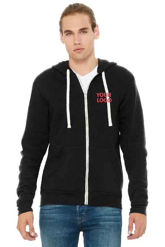 Special Savings Bella Canvas Unisex Triblend Sponge Fleece Full-Zip Hoodie, Solid Black