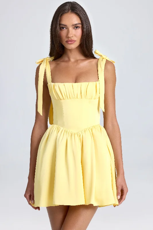 Quick Sale Draped Corset Mini Dress in Lemon Sherbet
