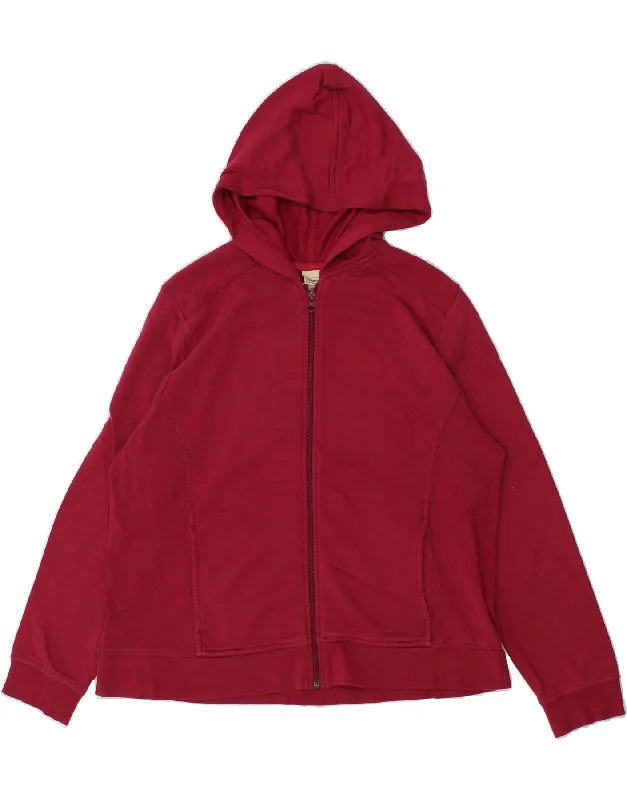 Bargain Blast L.L.BEAN Womens Zip Hoodie Sweater UK 18 XL Burgundy Cotton