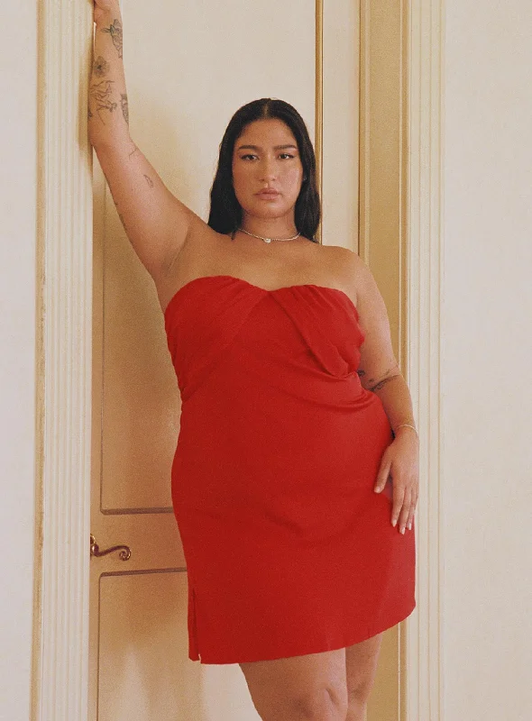 Special Discount Irena Strapless Mini Dress Red Curve