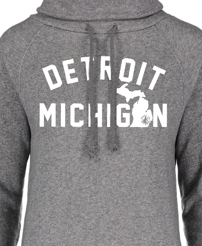 Special Price Detroit, MI Grey Funnel Neck Fleece