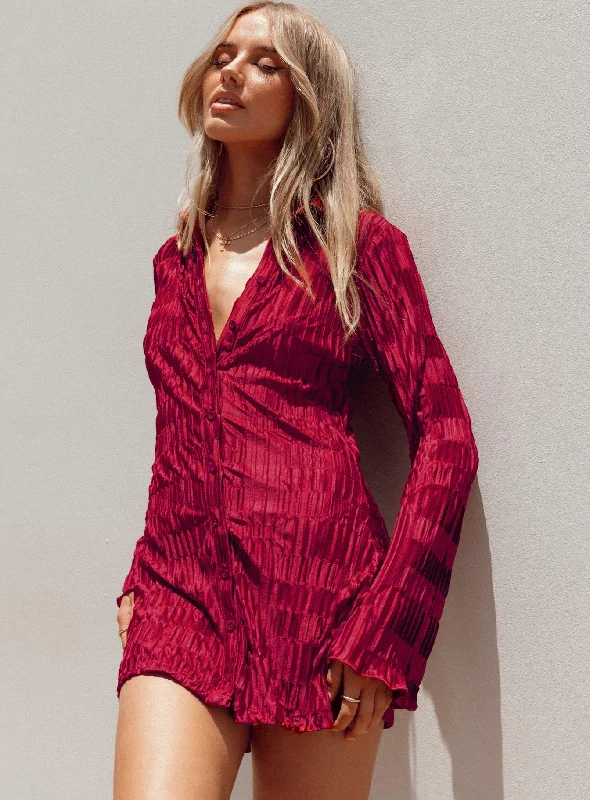 Factory Direct Sale Lila Shirt Dress Burgundy