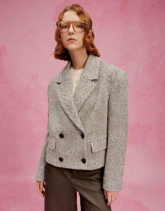 Price Rollback Cropped Double Breasted Blazer