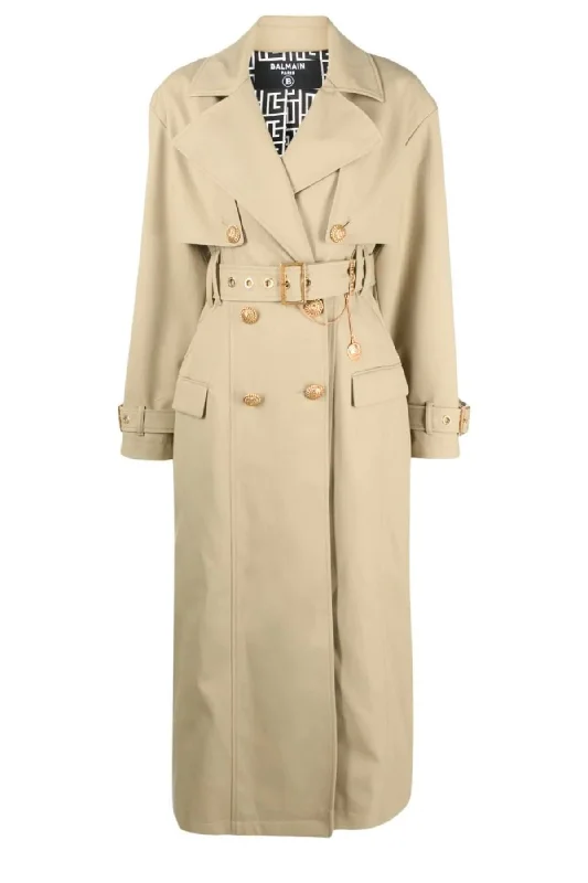 Final Markdown Balmain Gabardine Trench Coat - Sable