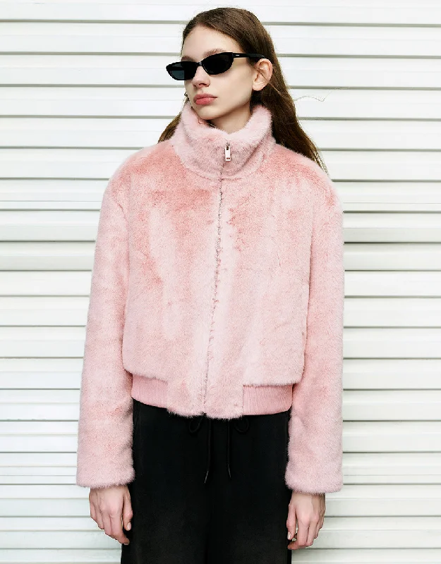 Price Drop Alert Stand Collar Straight Furry Jacket