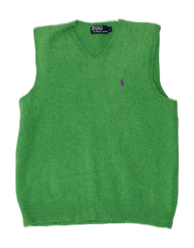 Today Only POLO RALPH LAUREN Womens Vest Tank Top UK 14 Large Green Wool