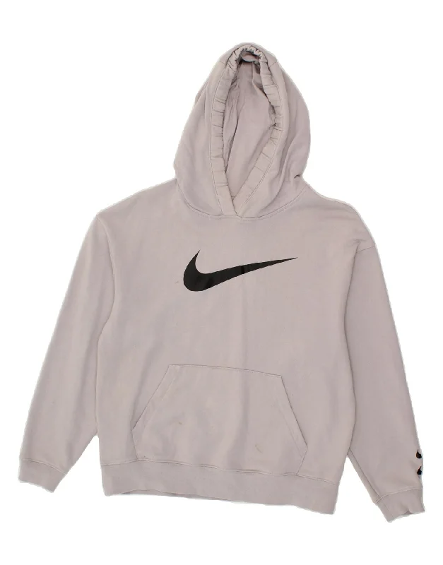 Special Discount NIKE Womens Oversized Graphic Hoodie Jumper UK 10 Small Grey Cotton