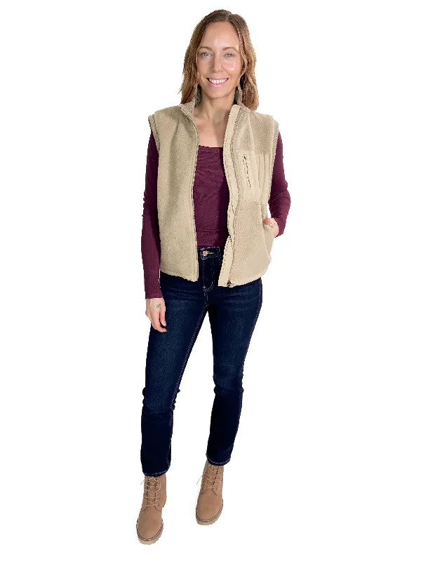 Don't Miss THREAD & SUPPLY Bretta Sherpa Vest- TAUPE
