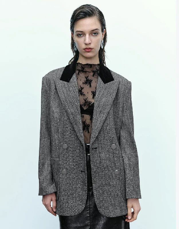 Exclusive Deal Peak Lapel Double Breasted Blazer