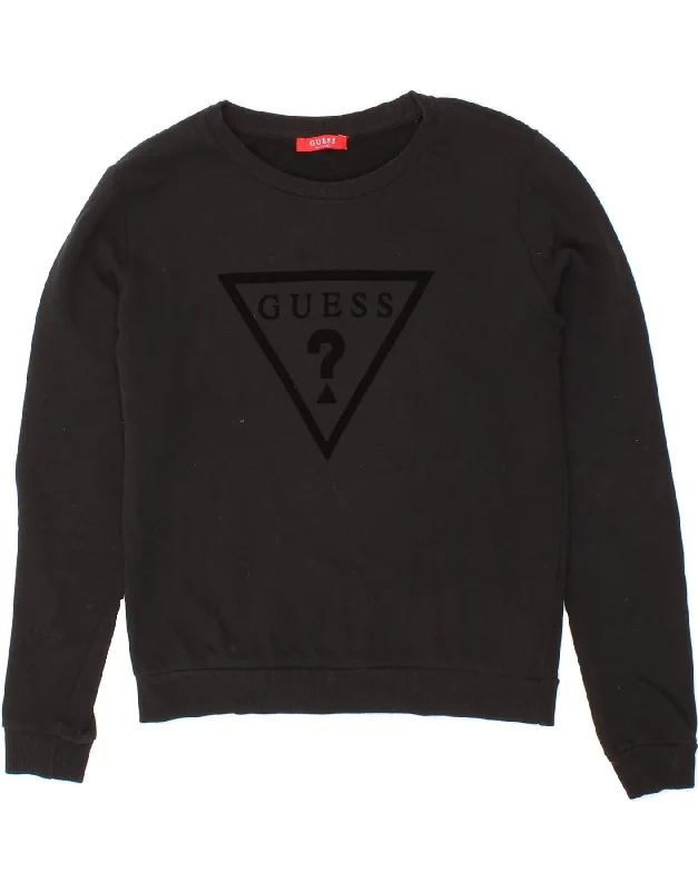 Closeout Sale GUESS Womens Graphic Sweatshirt Jumper UK 10 Small Grey Cotton