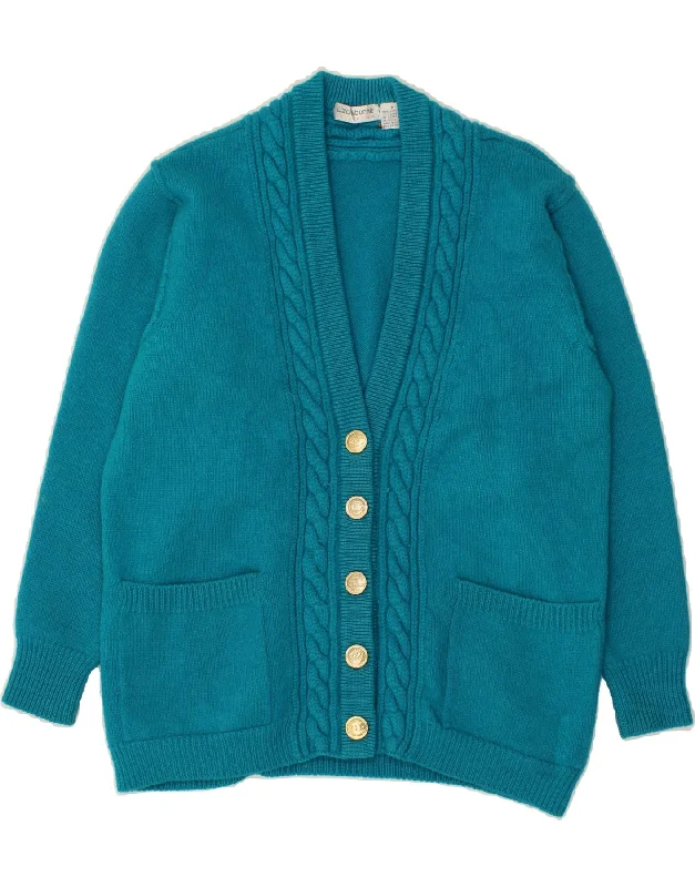Act Fast VINTAGE Womens Cardigan Sweater UK 14 Medium Blue Wool